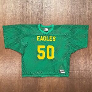 Vintage Bike Green Mesh Practice Football Jersey Yellow Eagles 50 Graphic XL